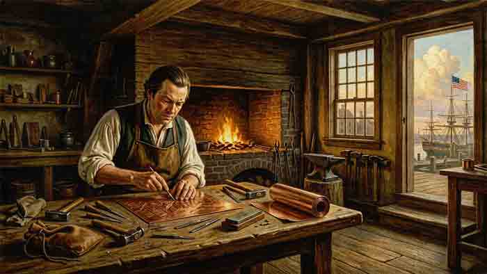 Paul Revere's copper rolling mill at Canton, Massachusetts, the first copper rolling mill in North America.