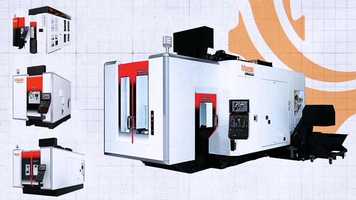 Mazak VARIAXIS i-Series 5-axis machining center lineup, featuring the i-800 NEO with smaller i-500, i-700T, and AWC-equipped models, the family whose size numbers and T, AWC, and NEO suffixes set configuration.