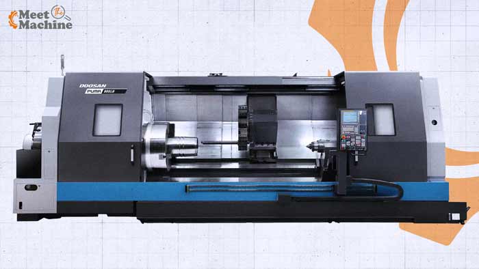 Used Doosan Puma 800 large big-bore horizontal CNC turning center with 32-inch chuck
