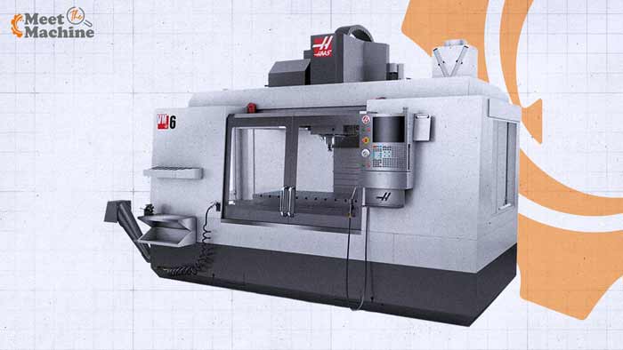 Haas VM-6 CNC Vertical Machining Center with Meet the Machine series badge
