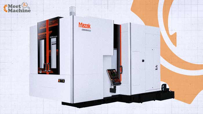 Mazak HCN-series horizontal machining center with two-pallet changer and CAT 50 spindle on a production floor
