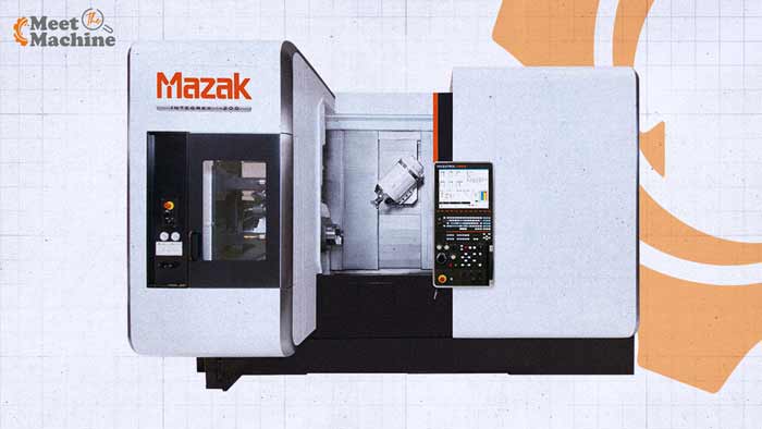 Mazak Integrex i-300 B-Axis CNC Mill-Turn Machine with Meet the Machine series badge