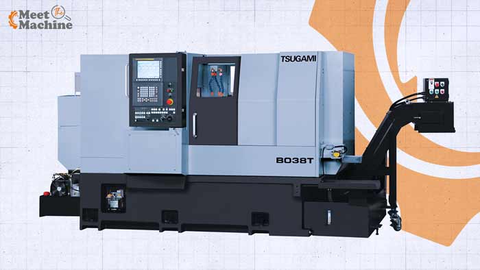 Used Tsugami B038T Swiss-Type Turning Center | Meet the Machine | Resell CNC Tsugami B038T Swiss-type CNC turning center with sliding headstock, 32-station turret, and gang tooling for machining complex 38mm bar-fed parts complete in one setup.
