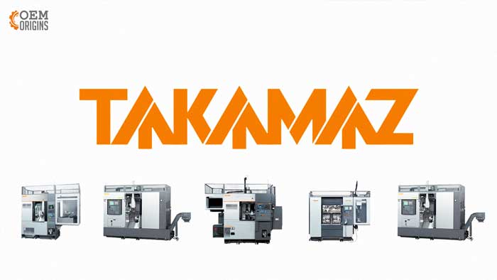 Takamaz XY-100 CNC production turning center with integrated gantry loader, Japanese FANUC-controlled lathe used in automotive tier suppliers, OEM Origins guide from Resell CNC